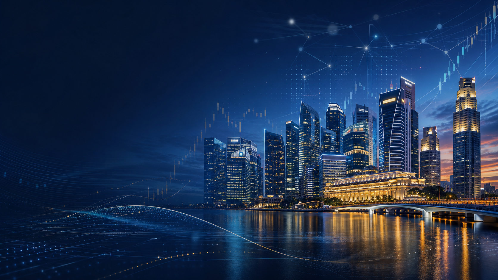 Singapore fintech skyline with quantitative trading data
